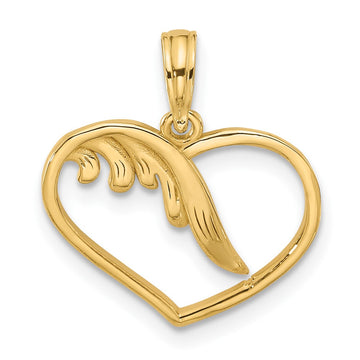 14K Polished Fancy Wing and Heart Charm