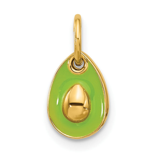 14k 3-D Green Epoxy Fancy Avocado Charm