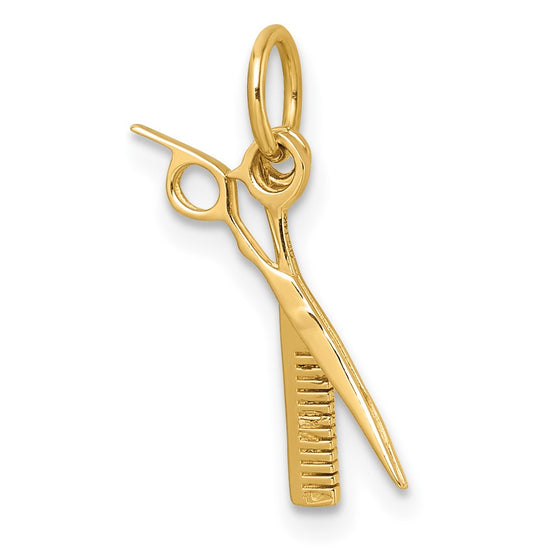 14k Fancy Comb and Scissors Pendant