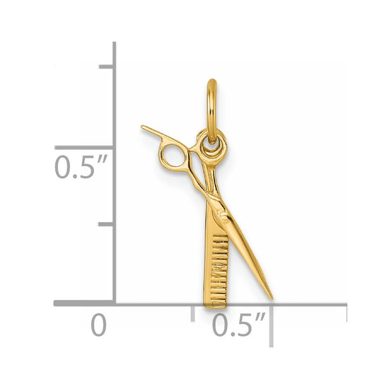 14k Fancy Comb and Scissors Pendant