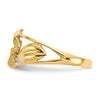 14k Satin and Diamond-Cut Plumeria Ring