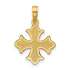 14K Polished Beaded Fleur de Lis Cross Pendant