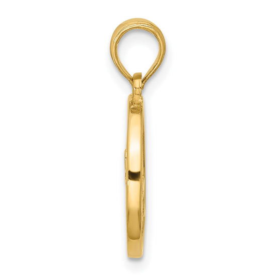 14K Polished Round Capricorn Pendant