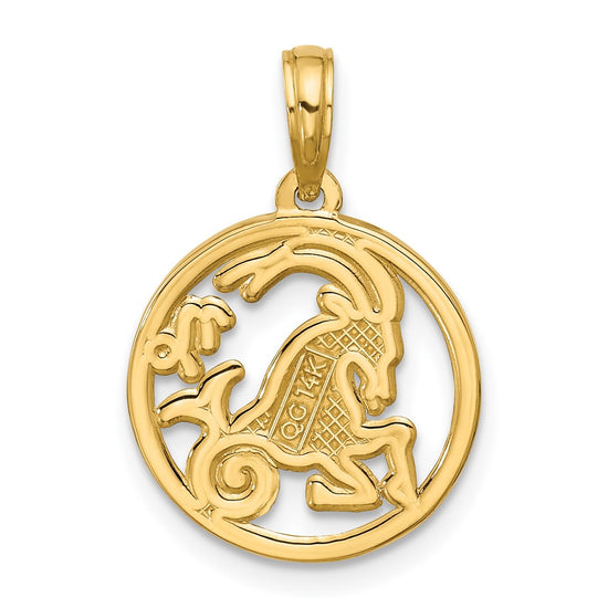 Gold Polished Round Zodiac Pendant