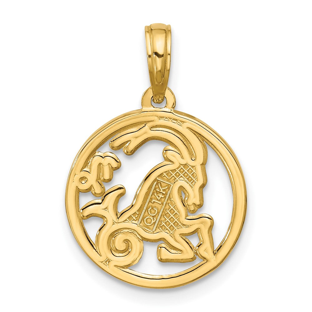 Gold Polished Round Zodiac Pendant
