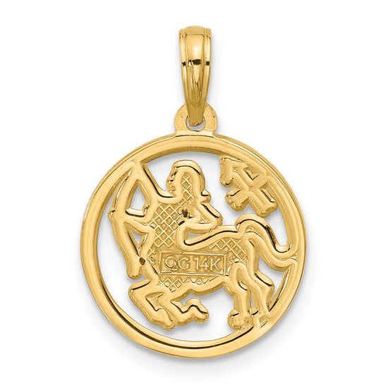 Gold Polished Round Zodiac Pendant