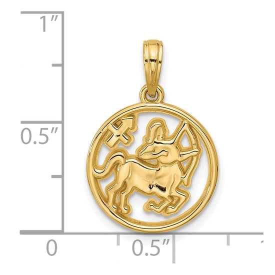 Gold Polished Round Zodiac Pendant