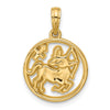 Gold Polished Round Zodiac Pendant