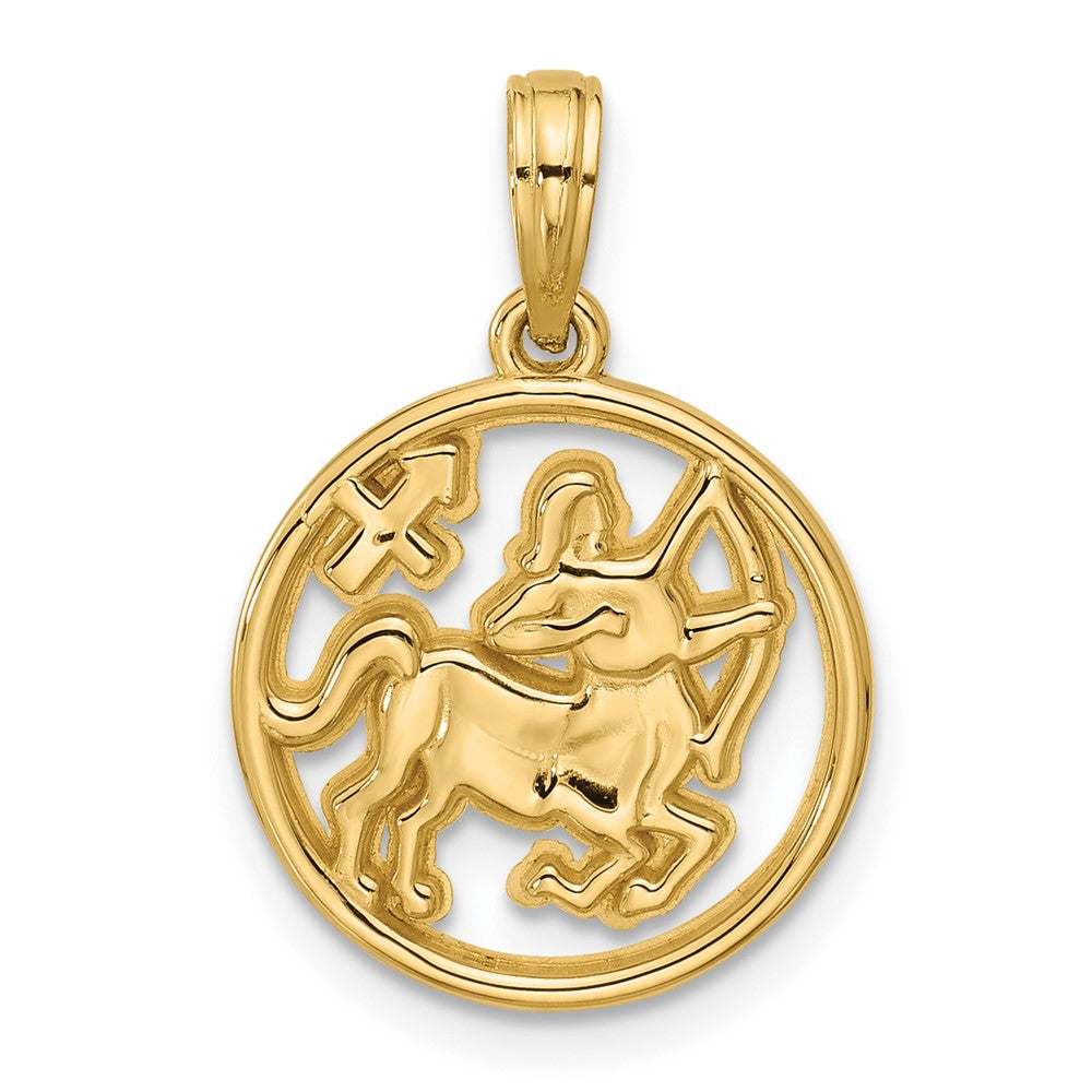 Gold Polished Round Zodiac Pendant