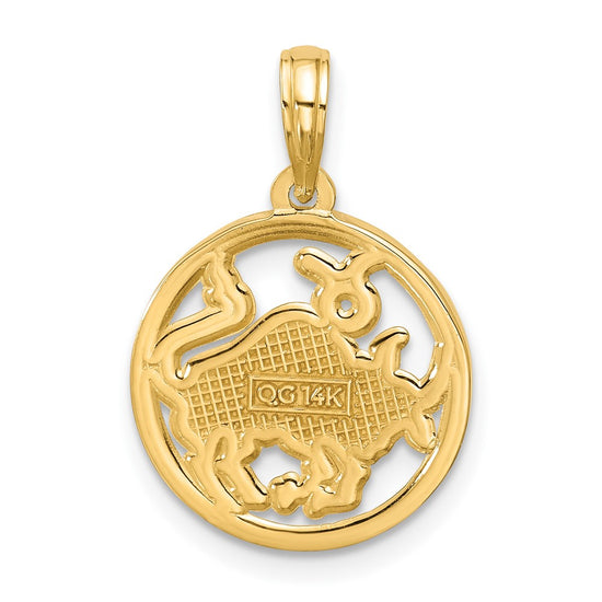 Gold Polished Round Zodiac Pendant