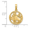 Gold Polished Round Zodiac Pendant