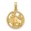 Gold Polished Round Zodiac Pendant
