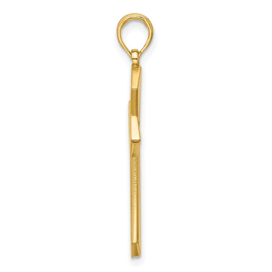 14K Polished Pointed Christian Cross Pendant