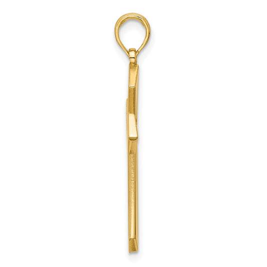 14K Polished Pointed Christian Cross Pendant