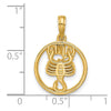 Gold Polished Round Zodiac Pendant
