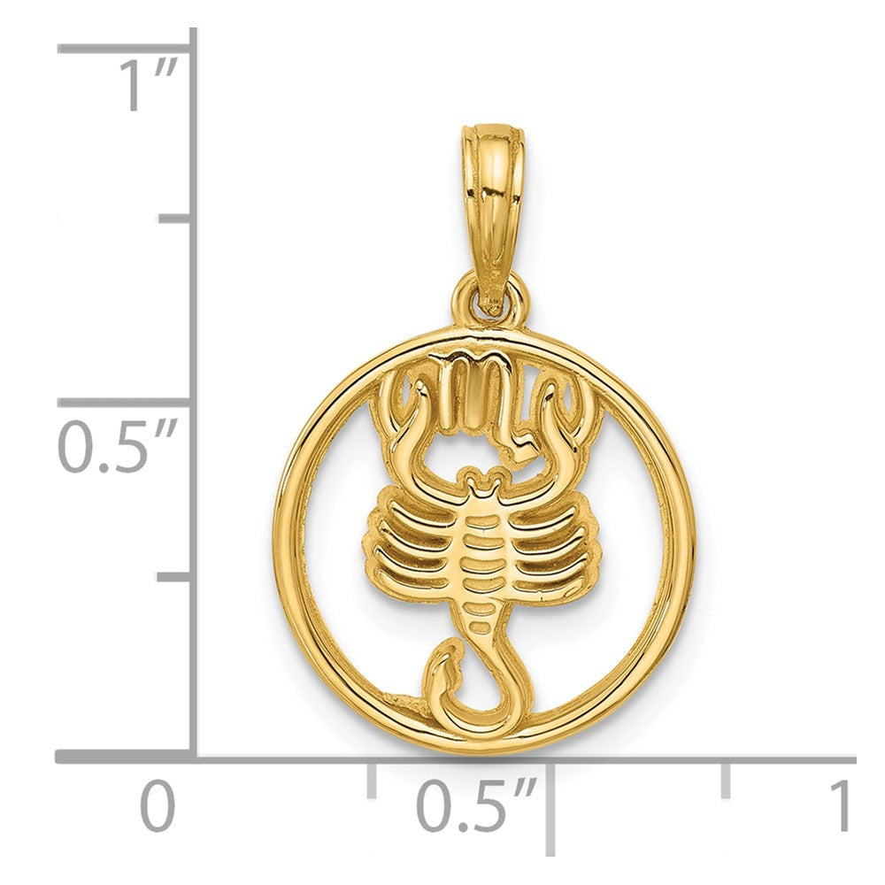 Gold Polished Round Zodiac Pendant