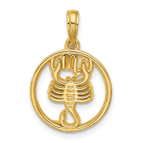 Gold Polished Round Zodiac Pendant