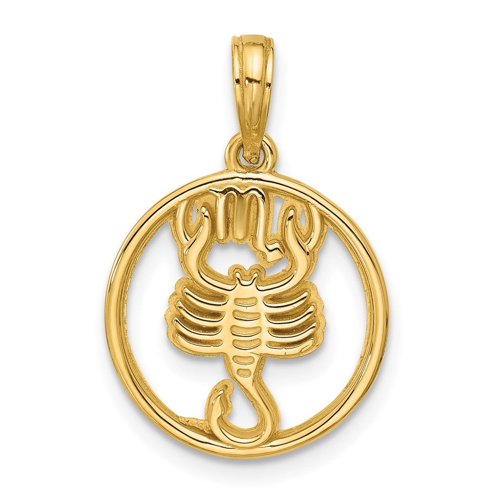 Gold Polished Round Zodiac Pendant