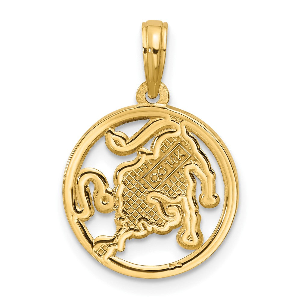 Gold Polished Round Zodiac Pendant