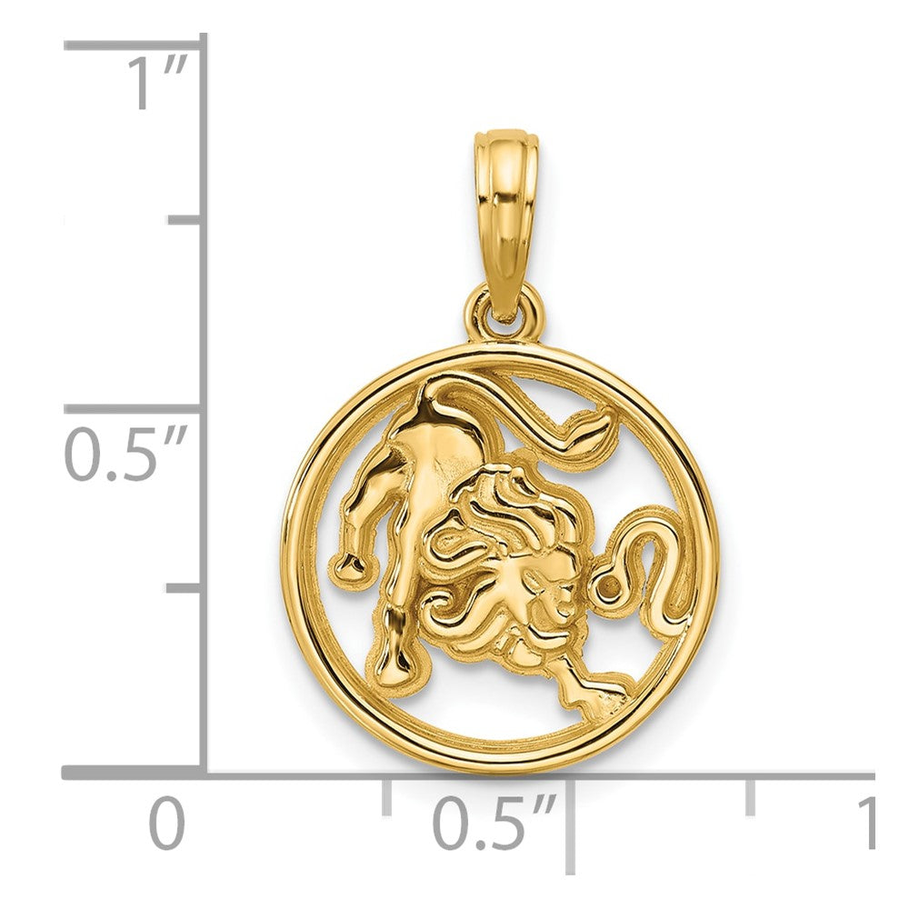 Gold Polished Round Zodiac Pendant