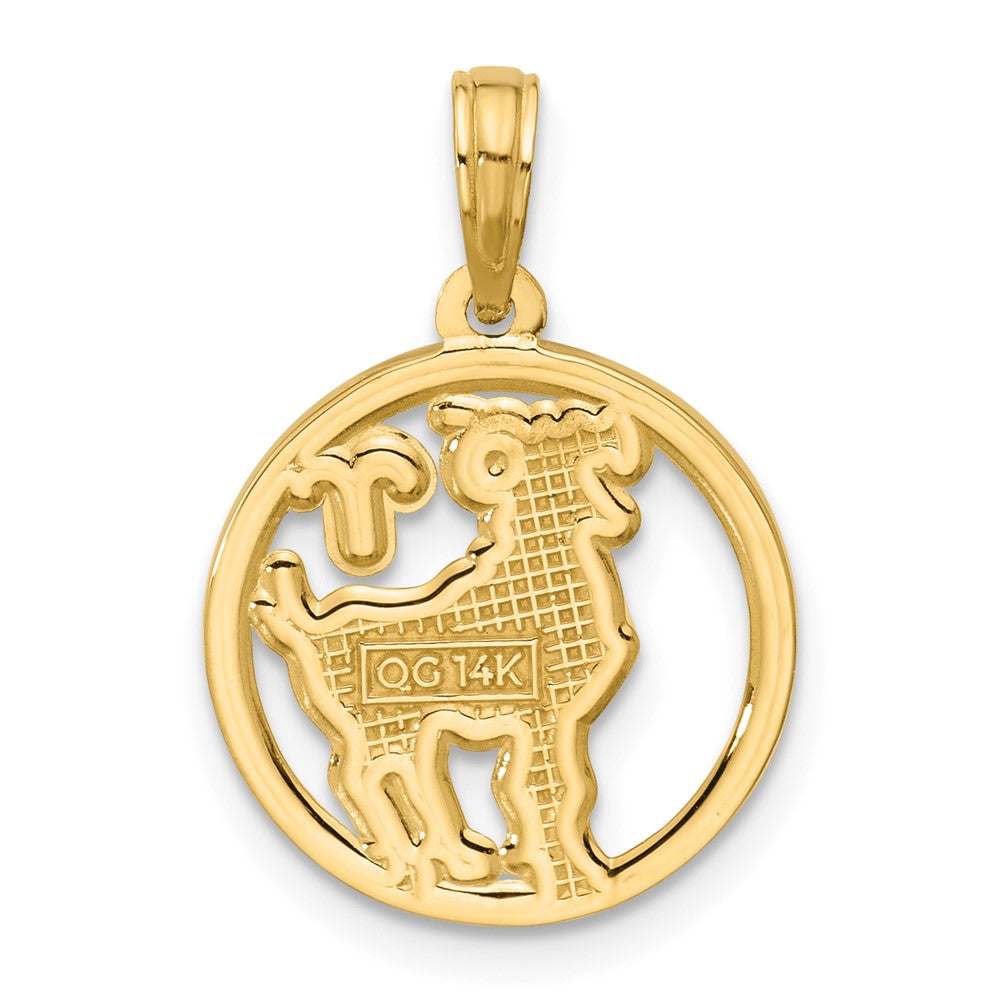 Gold Polished Round Zodiac Pendant
