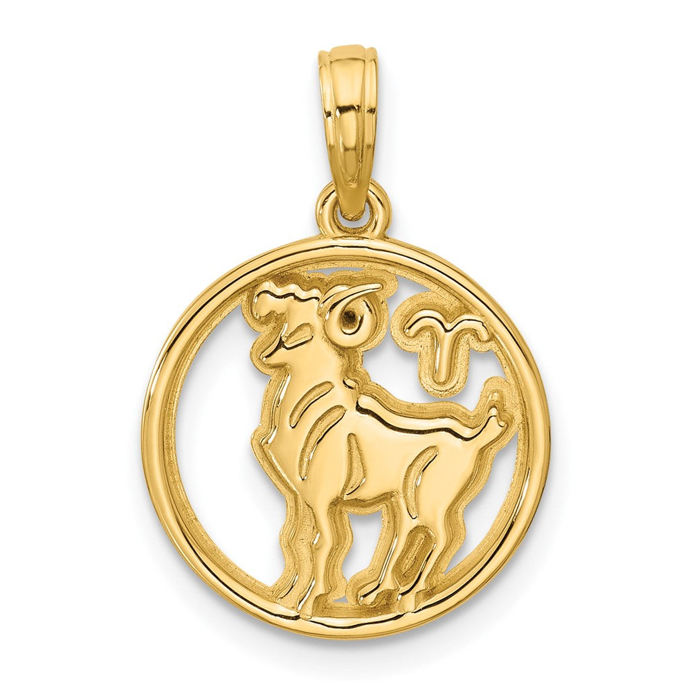 Gold Polished Round Zodiac Pendant