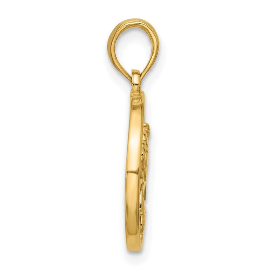Gold Polished Round Zodiac Pendant