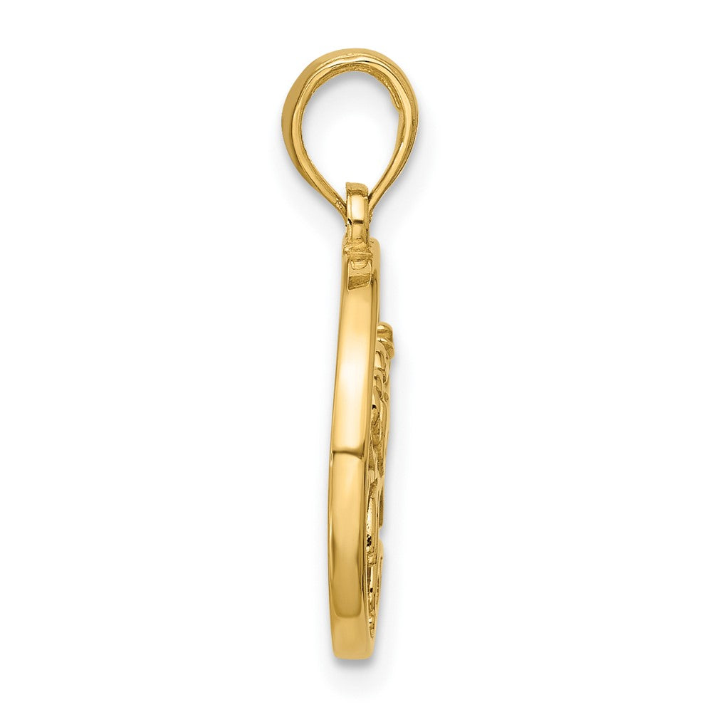 Gold Polished Round Zodiac Pendant