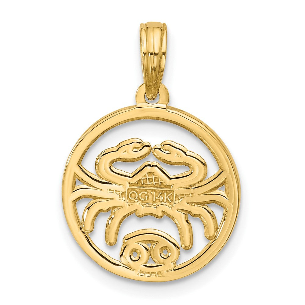 Gold Polished Round Zodiac Pendant