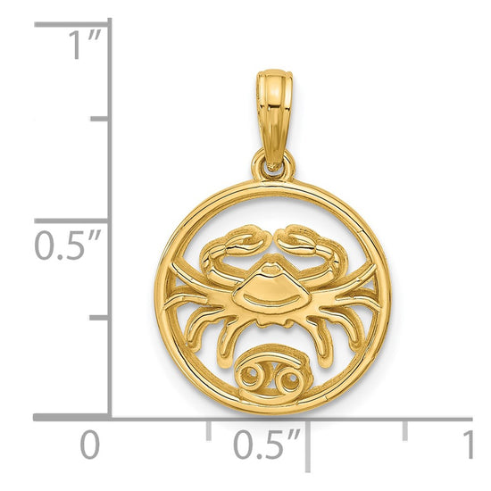 Gold Polished Round Zodiac Pendant