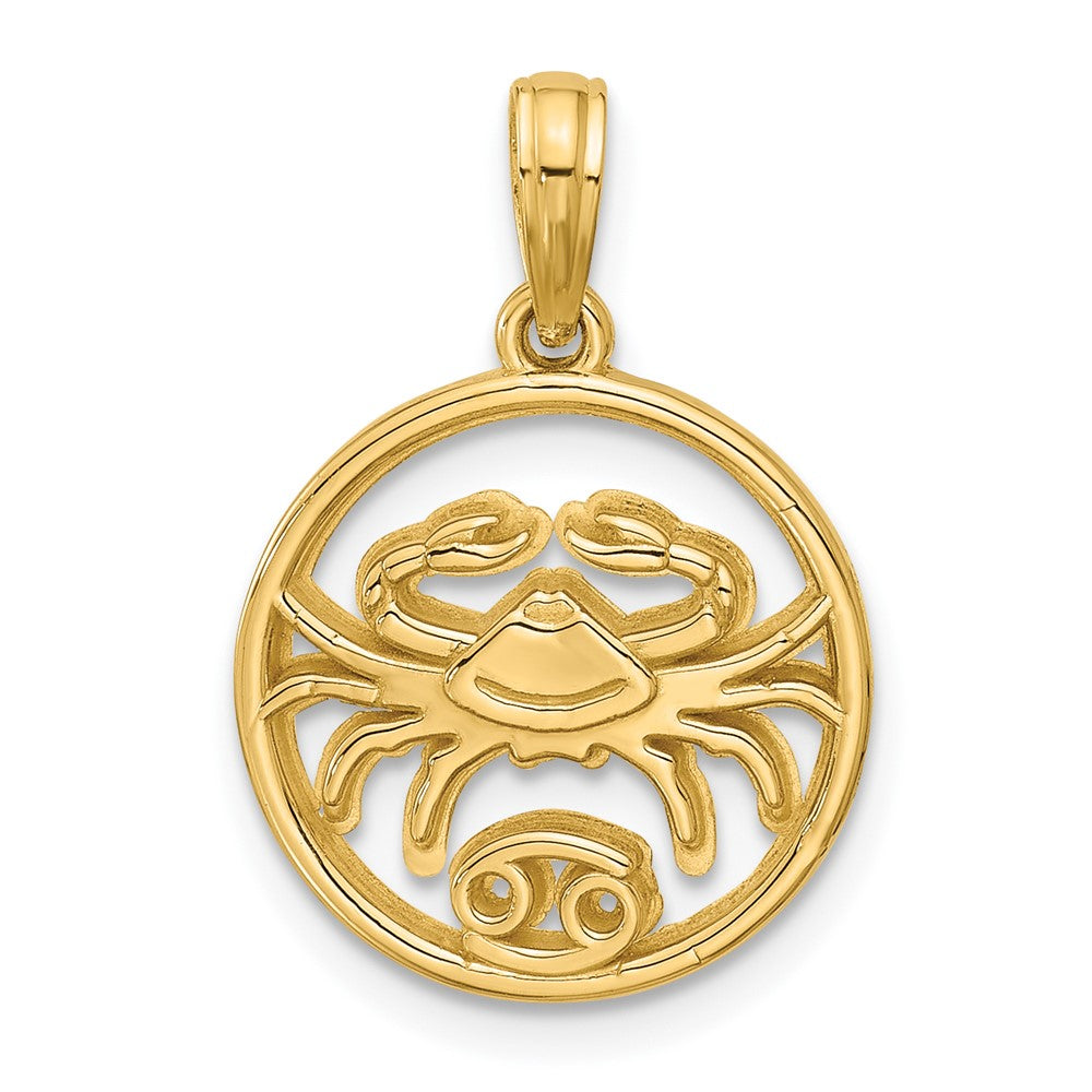 Gold Polished Round Zodiac Pendant