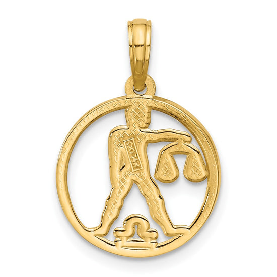 Gold Polished Round Zodiac Pendant