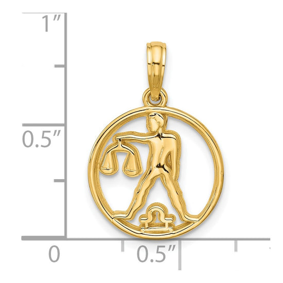 Gold Polished Round Zodiac Pendant