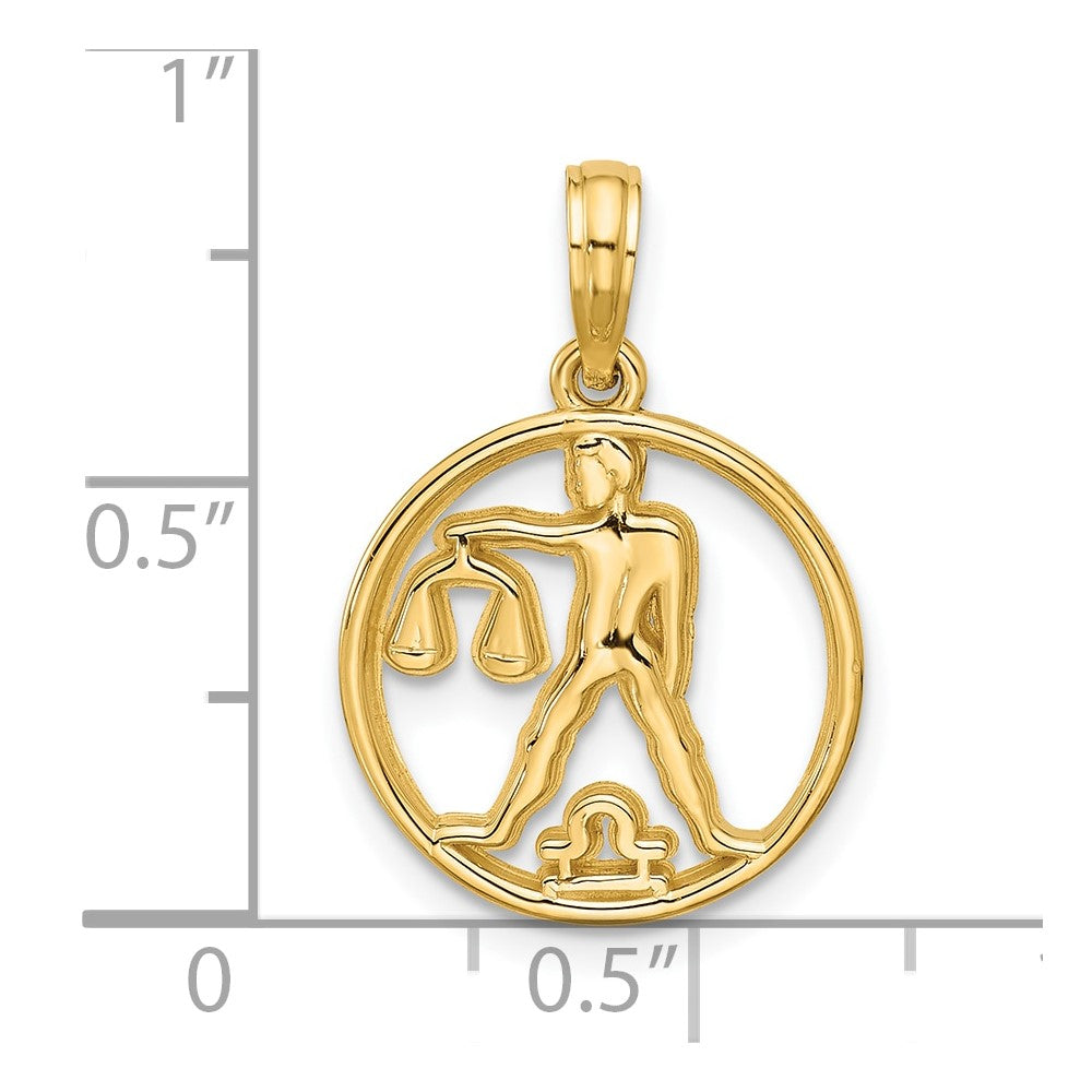 Gold Polished Round Zodiac Pendant