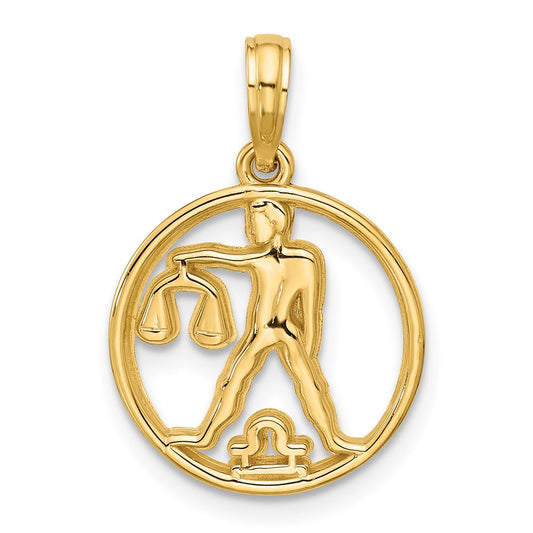 Gold Polished Round Zodiac Pendant