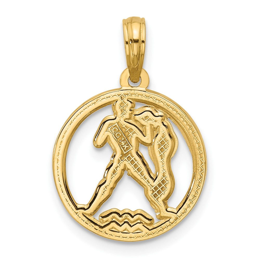 Gold Polished Round Zodiac Pendant