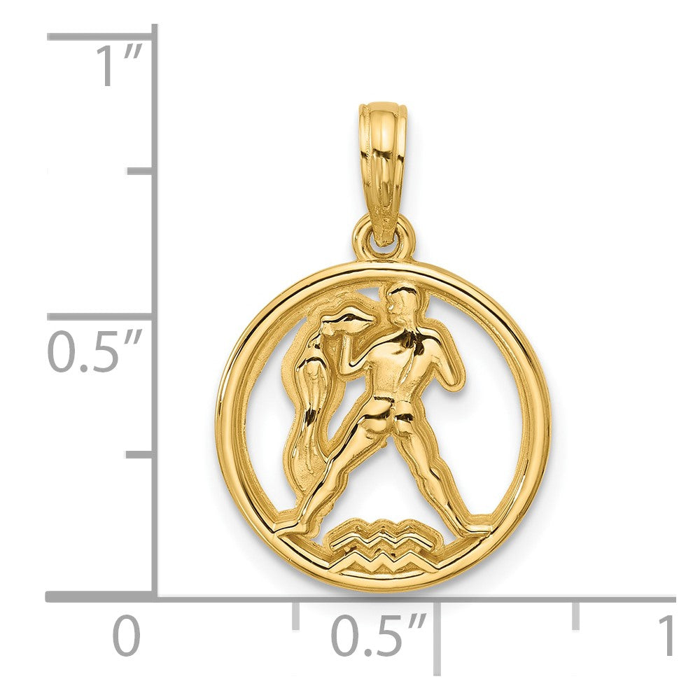 Gold Polished Round Zodiac Pendant