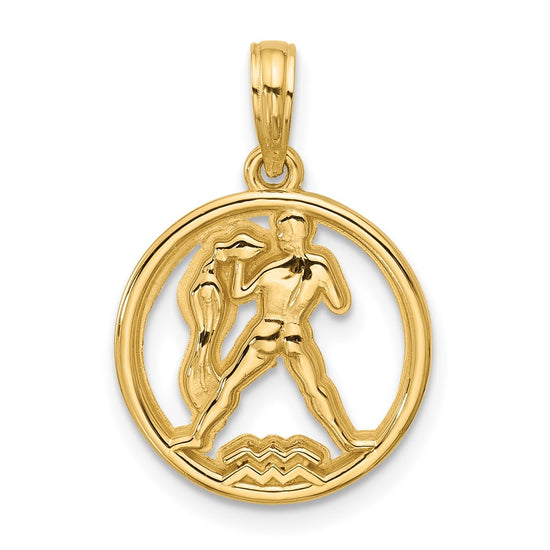 Gold Polished Round Zodiac Pendant