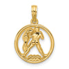 Gold Polished Round Zodiac Pendant
