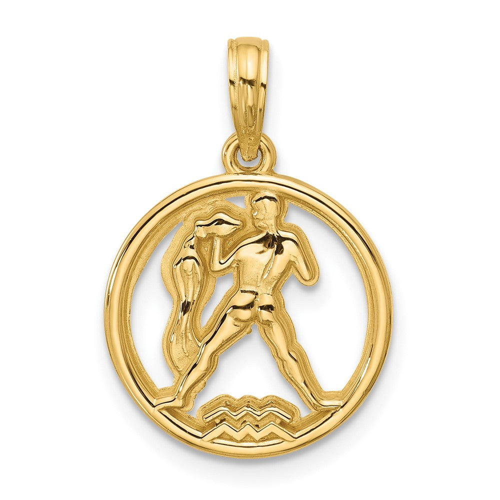 Gold Polished Round Zodiac Pendant