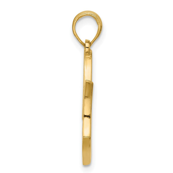14K Polished MOM And Heart Pendant