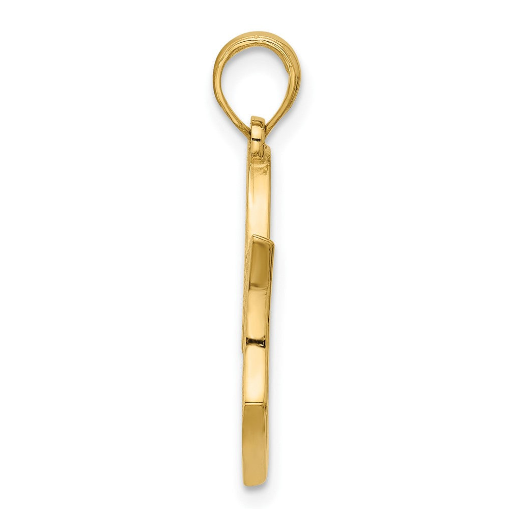 14K Polished MOM And Heart Pendant