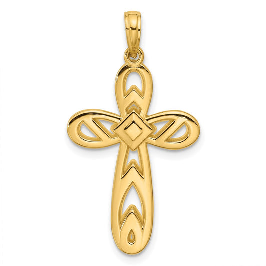 14K Polished Rounded Cross Pendant