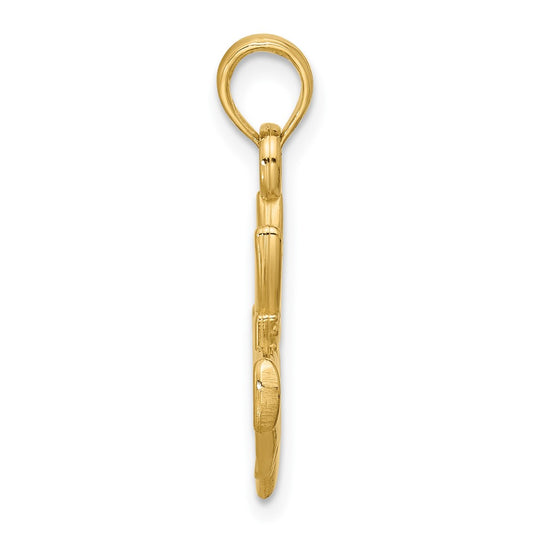 14K Polished Heart Crown Pendant