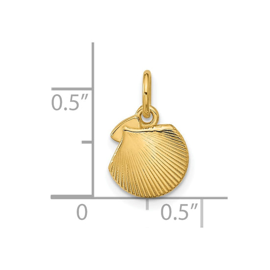 14K Polished Textured Seashell Pendant