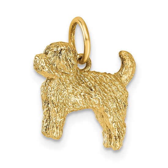 14K Polished Furry Lab Dog Pendant