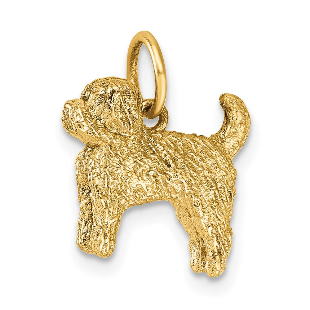 14K Polished Furry Lab Dog Pendant