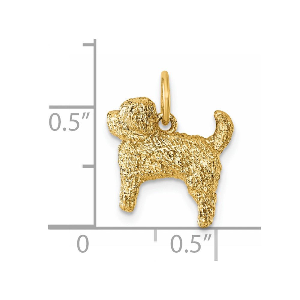 14K Polished Furry Lab Dog Pendant