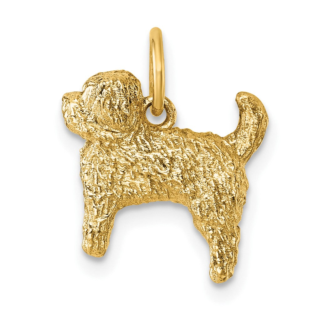 14K Polished Furry Lab Dog Pendant