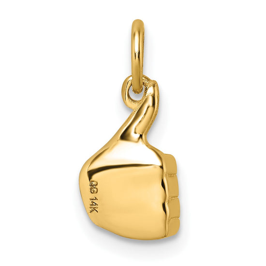 14K Polished Thumbs Up Hand Pendant